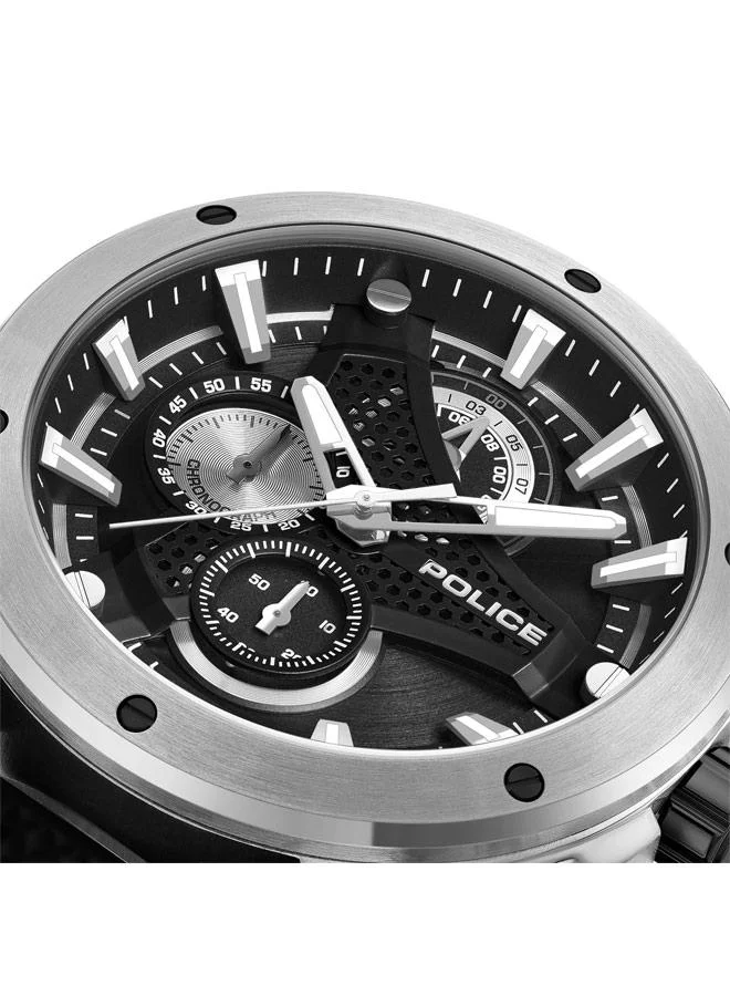 POLICE Men's Wyvern Black Dial Silicone Strap Chronograph Watch for Men, 45mm